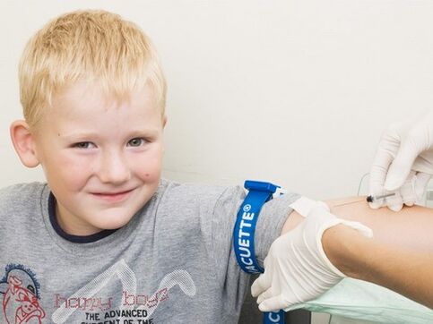 A child donates blood for analysis if suspected of being infected with parasites.